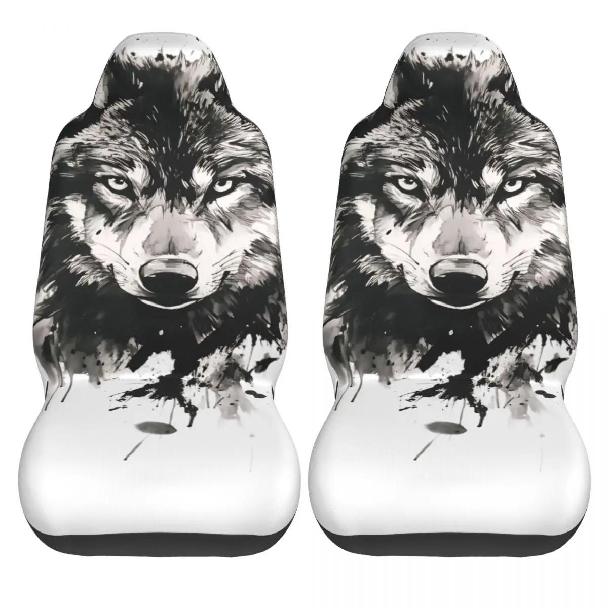 Wolf Ink Painting Universal Car Seat Cover Four Seasons Suitable For All Kinds Models Seat Covers Fabric Car Accessories