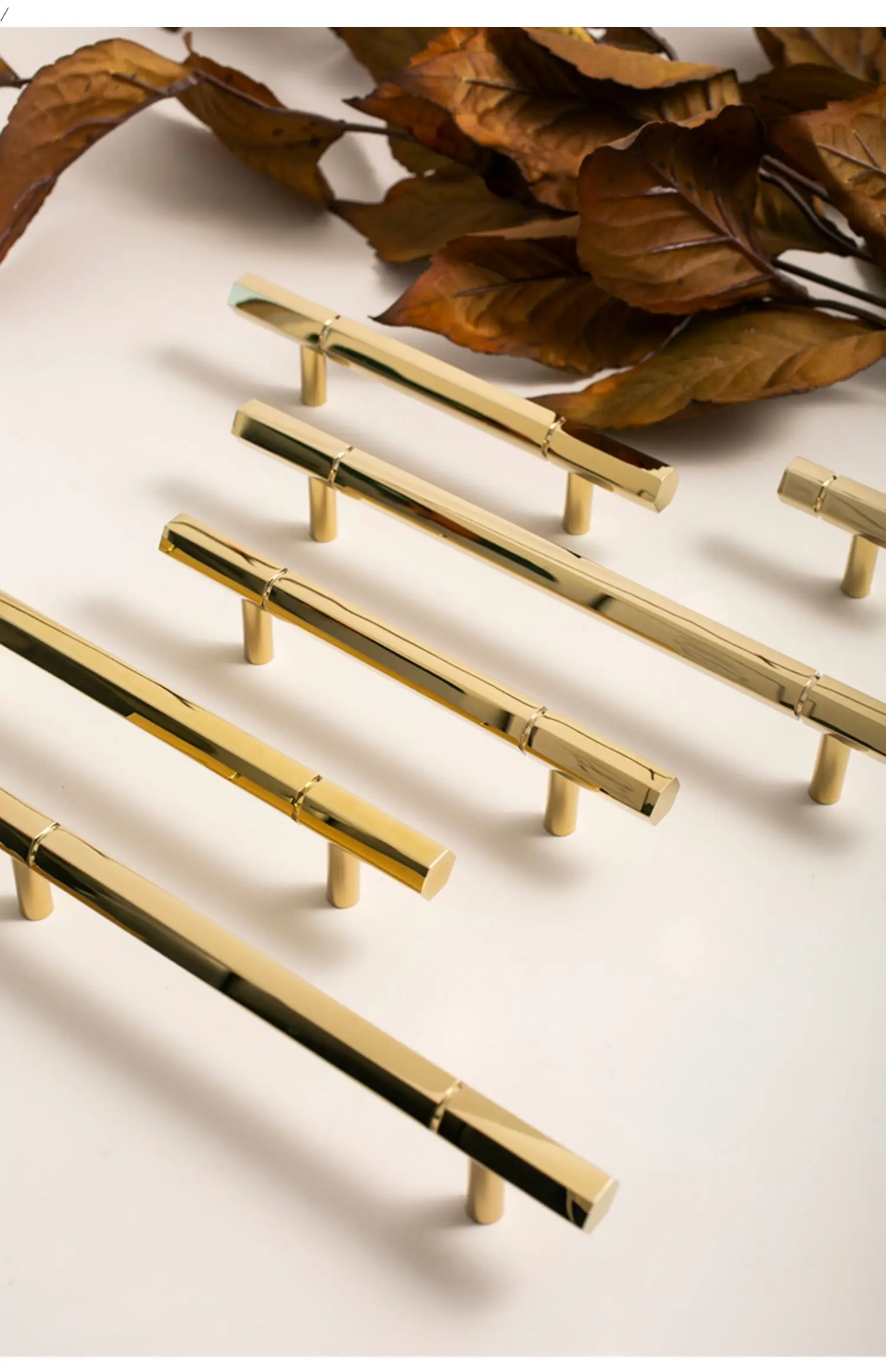 

Furniture Italian Nordic brass double hole hexagonal long handle drawer cabinet hexagonal gold silver small handle