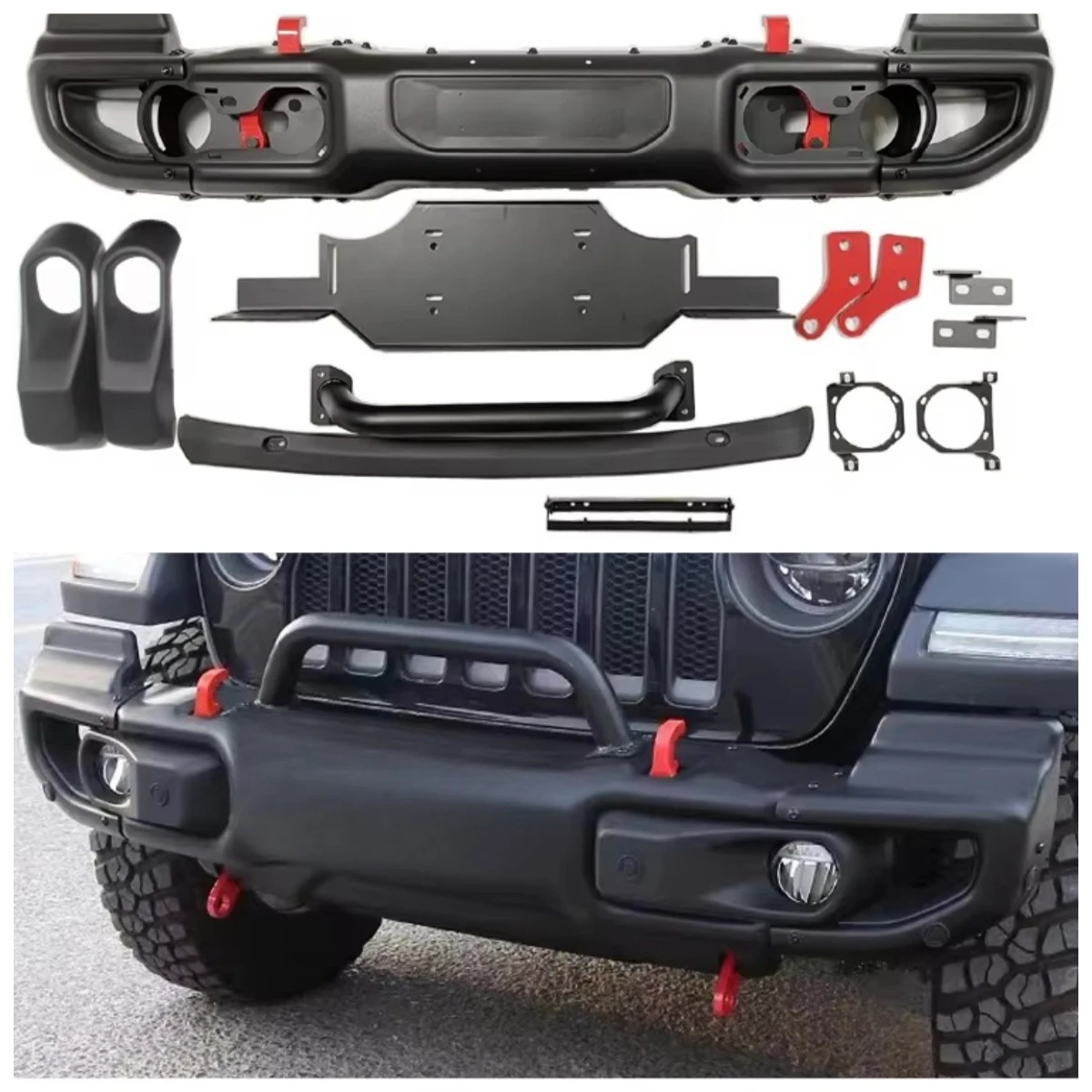 Automobile Factory Steel Aluminium Front Bumper WIth U Bar for Jeep Wrangler JK 2007-2017Jeep Wrangler JL2018+