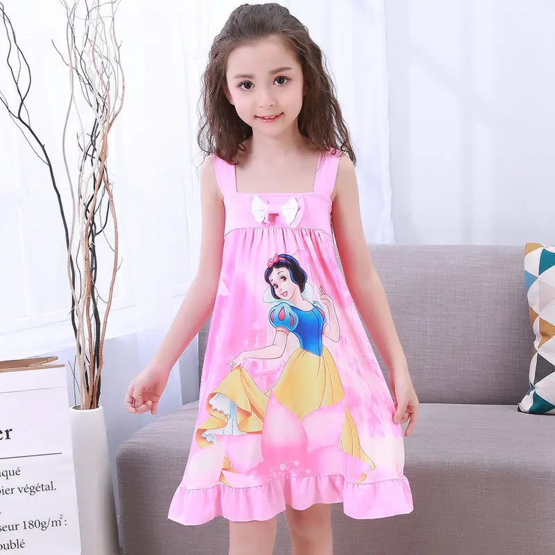 

New Summer Dress Girls Nightdress SnowWhite Cartoon Clothes Pajamas Children's Clothing Sleeveless Kids Pajamas Dress