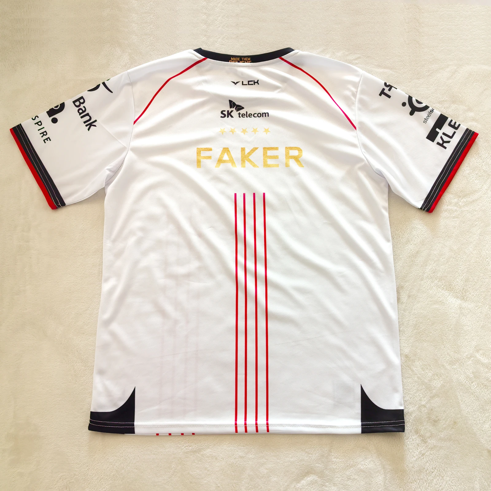 2024 T1 Championship Five-Star Commemorative Team Jersey E-sports World Finals Jersey T-shirt LOL Faker ZOFGK Gold Print Top