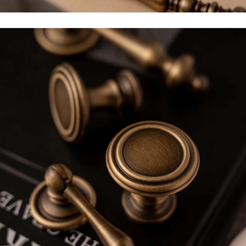 Antique brushed brass cupboard pull and furniture knob — supplier illustration 5