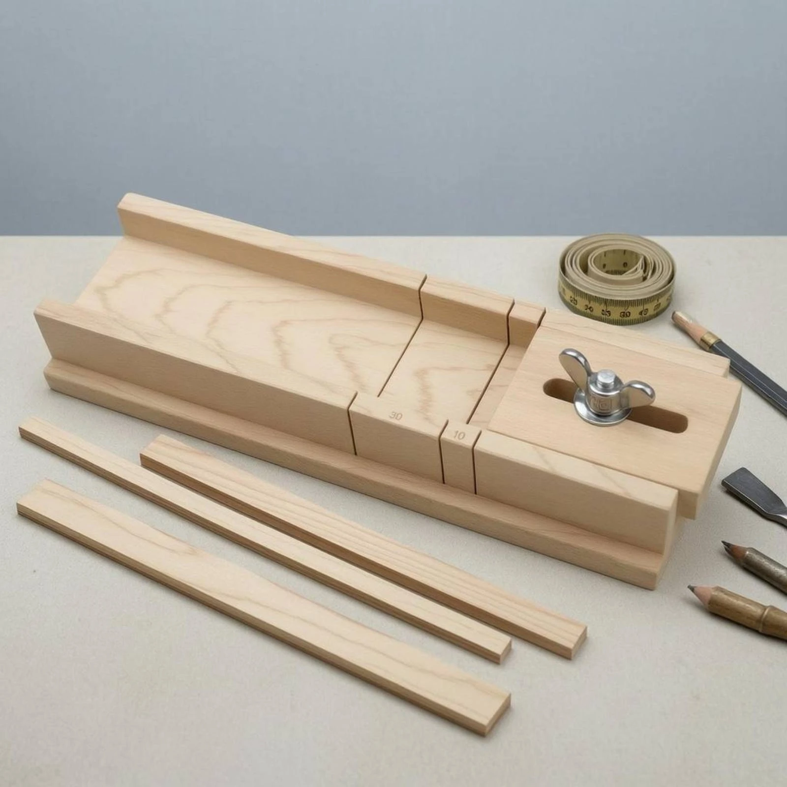 Wood Cutting Guide Box Parallel Slots Slot-Cutting Guide Box Tool Accessory Wing Nut Clamp Simple Block Design