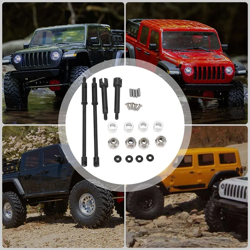 BNVN-4Mm Widen Steel Drive Stub Axles CVD Joint Drive Shaft Upgrade Parts For 1/24 RC Crawler Axial SCX24 90081 Accessories