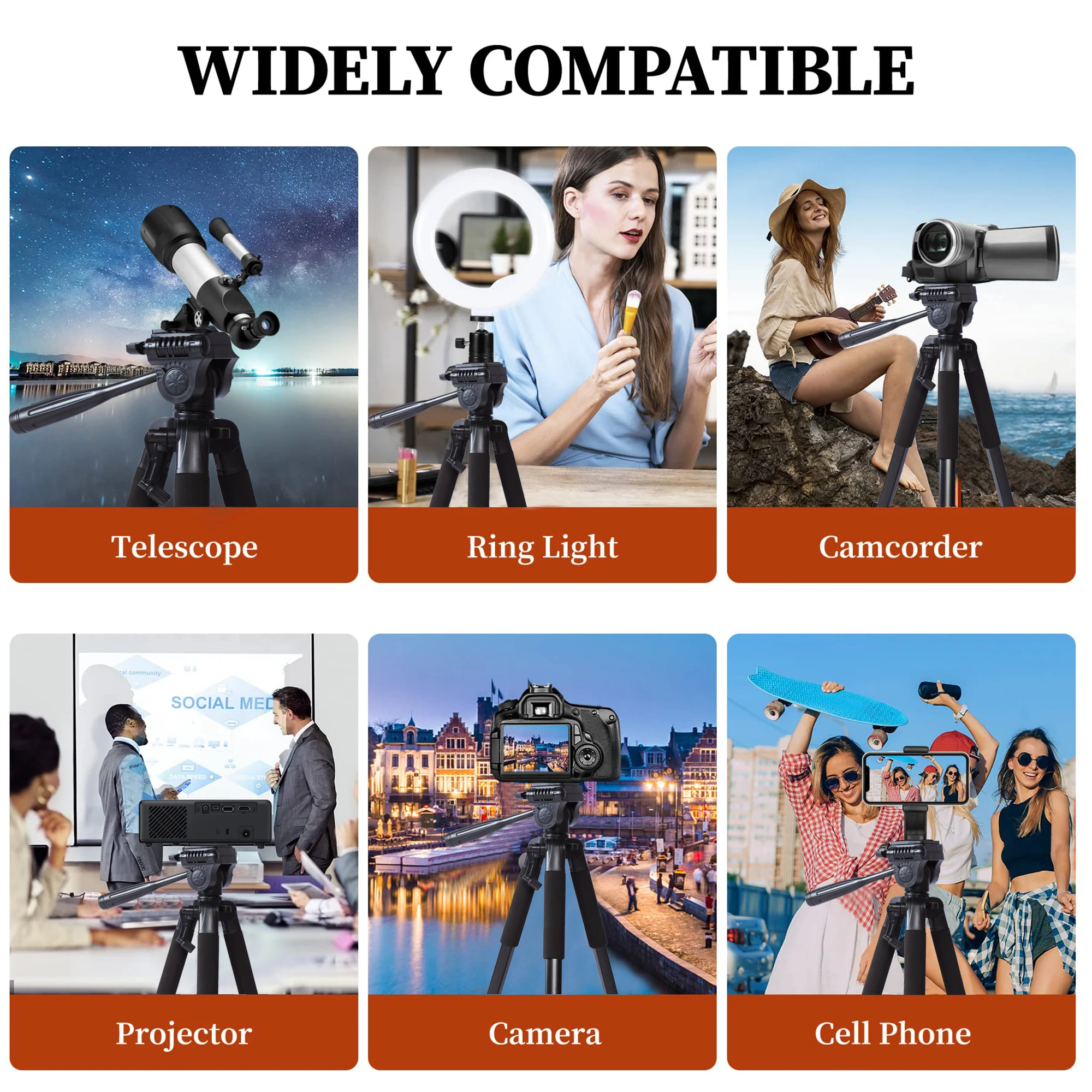 200cm 79in Height Heavy Dury Camera Tripod Stand Trípode Portable Professional Aluminum with Pan Head for DSLR phone ring light