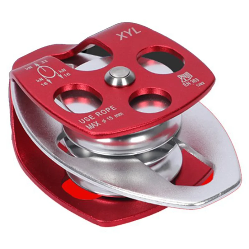 Rescue Pulleys Single and Double Pulleys with Wobble Plate Coaxial Side Plate Double Pulleys Red