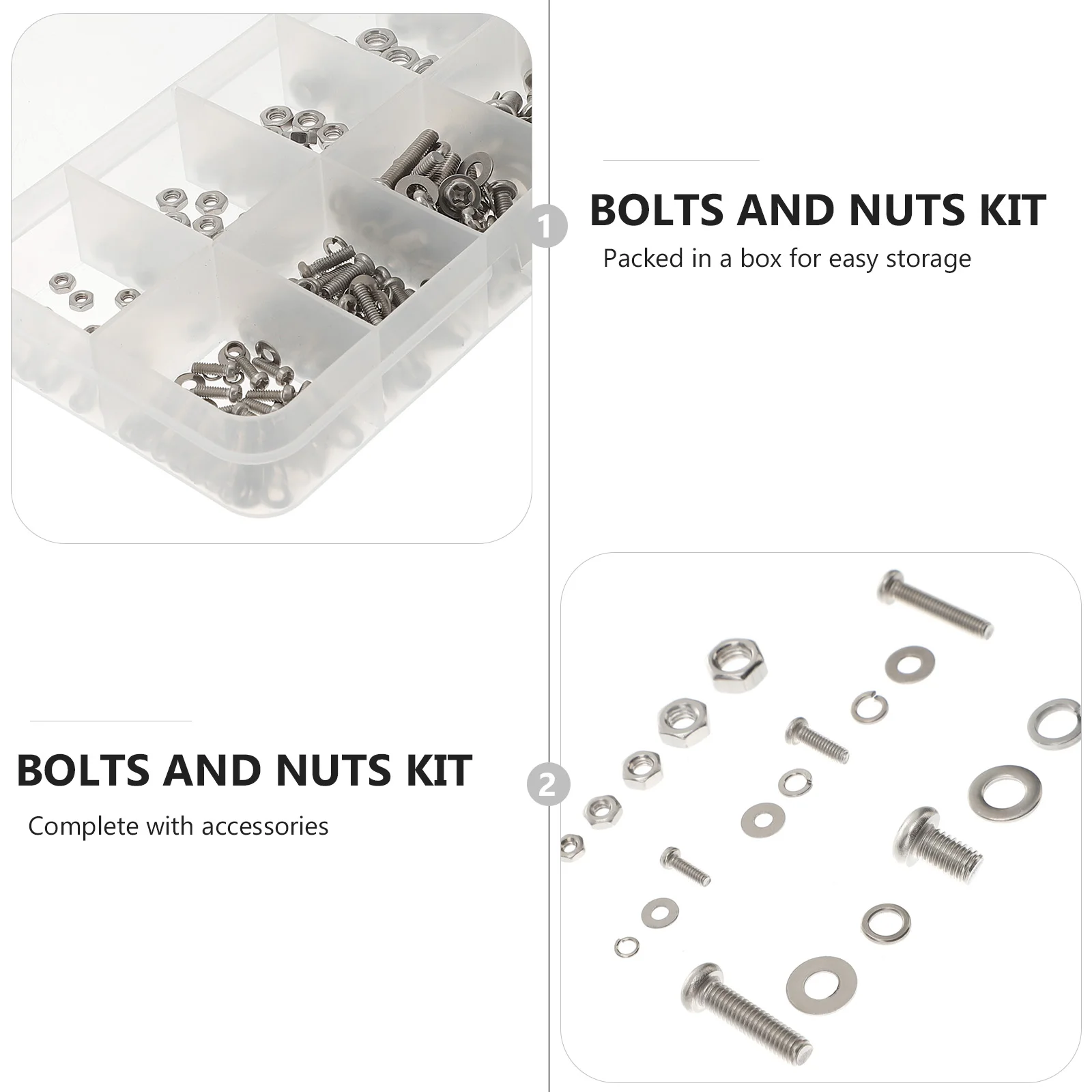 

Stainless Steel Nuts Washer Assortment Kit Assorted Sizes Washers Machine Screws Fastening Hardware Solution