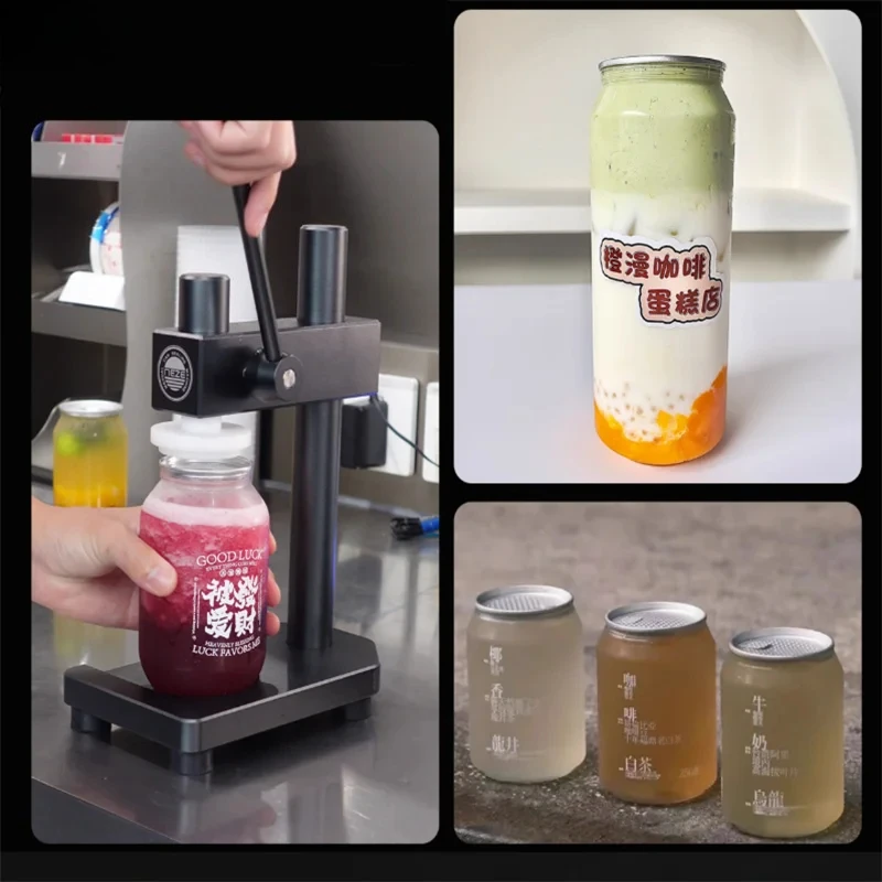 Commercial Bottle Sealer Manual Can Sealing Machine PET Food Beverage Soda Packer Disposable Can With 100pcs Bottle