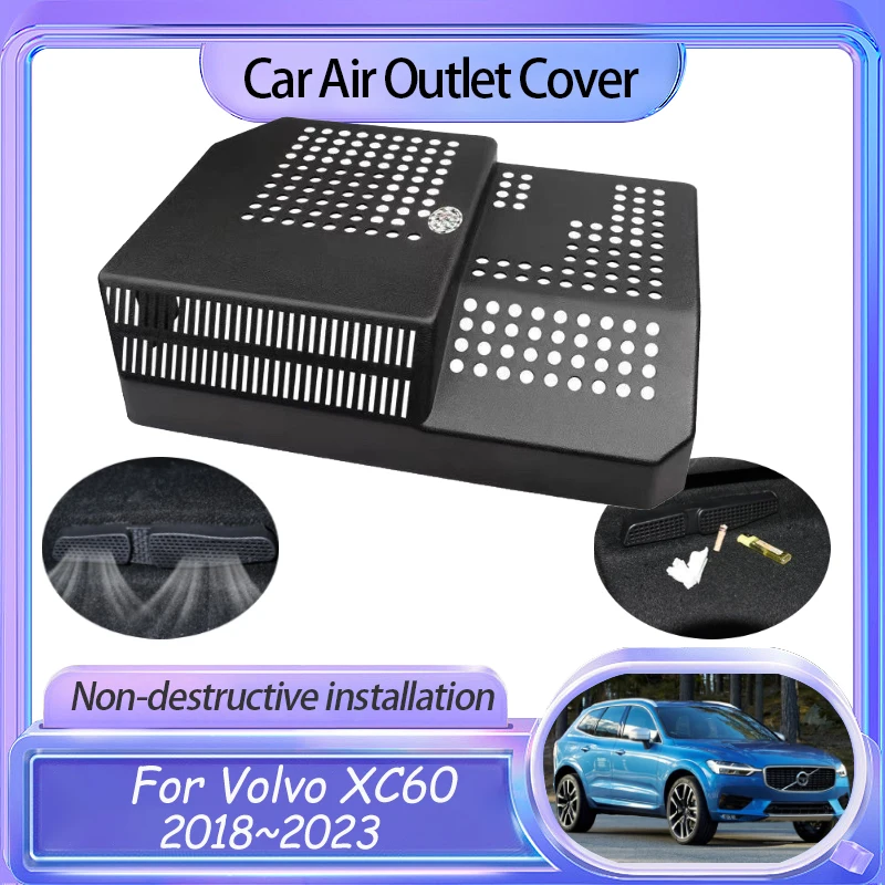 for Volvo XC60 MK2 2018~2021 2022 2023 Accessories Under Seat Air Conditioner Vent Outlet Cover Anti-Clogging Auto Sticker Part