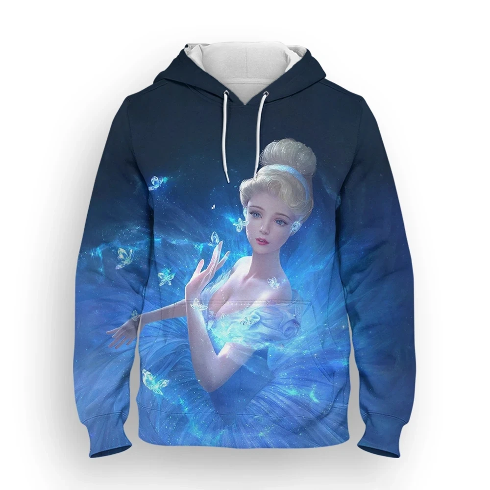 Disney Princess Anime Hoodies for Men, Cinderella Cartoon Streetwear, Anime Cartoon, 3D Print