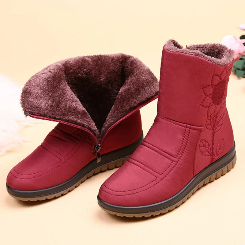 TIMETANGWomen boots  new waterproof snow boots non-slip embroidered mother boots plus size flat women winter bootsE1456