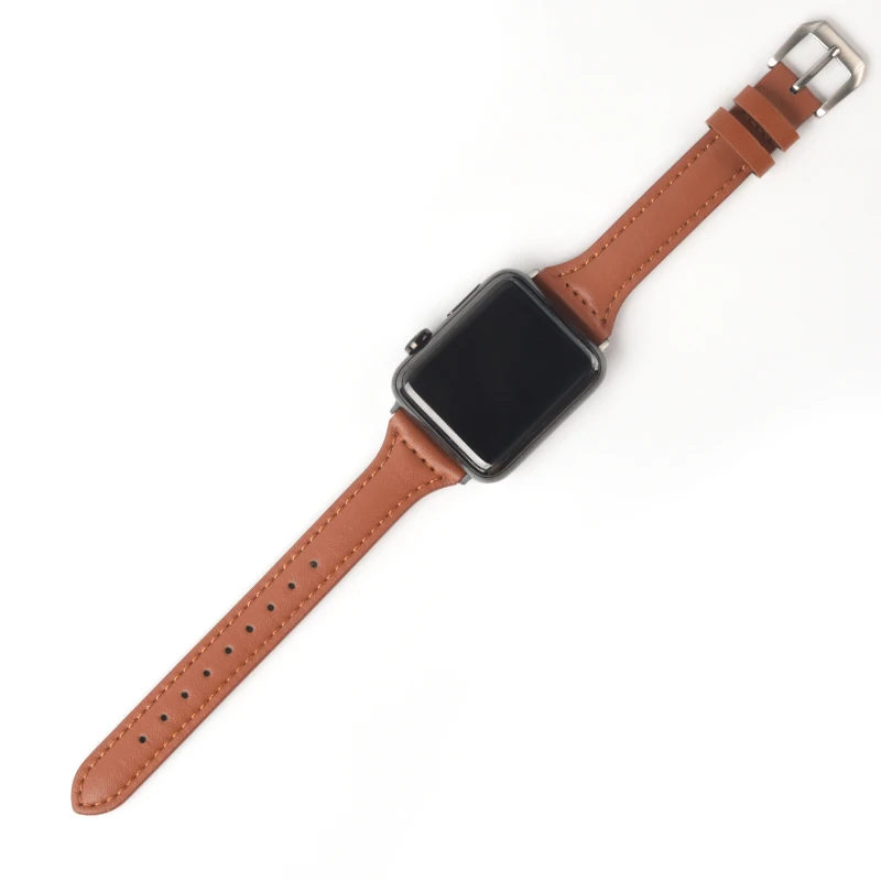 Leather Slim Strap for Apple Watch Band 44mm 40mm 41mm 45mm 38mm 42mm 49mm 44 45 iWatch Series 8 7 SE 6 5 4 3 2 1 Woman Bracelet