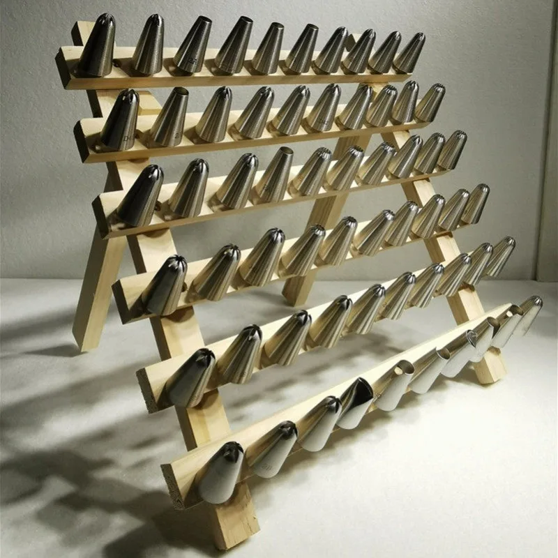 Solid wood piping nozzle storage rack Foldable baking tool finishing rack Squeeze nozzle donut desktop shelf