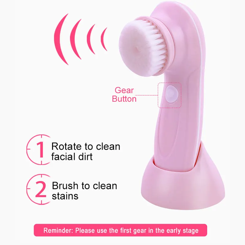 3-IN-1 elektrische gezichtsreiniger Gezichtsreinigingsborstel Wasmachine Spa Huidverzorging Massager Mee-eterreiniging Opladen