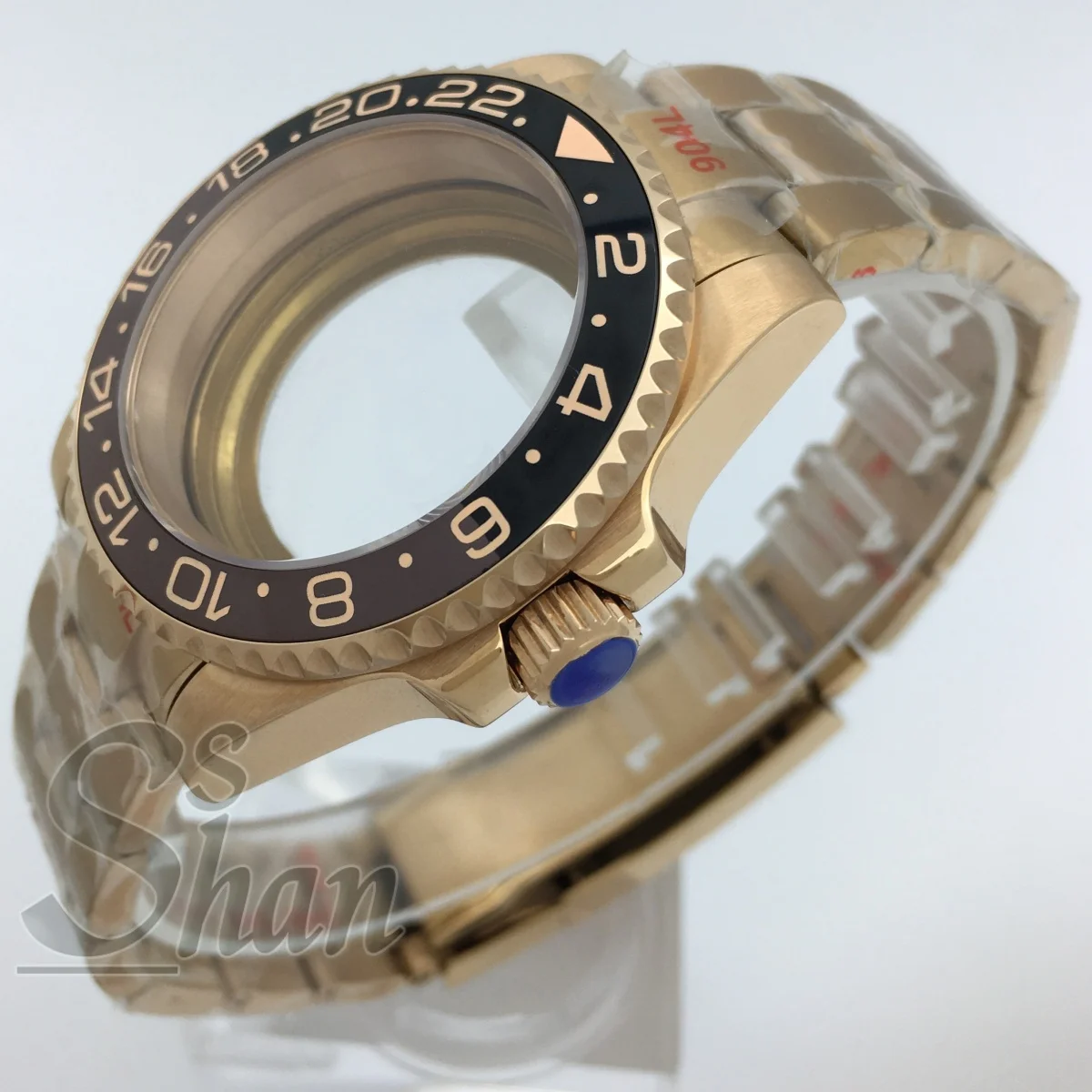 Корпус из розового золота 40 мм, сапфировое стекло, керамический безель, ремешок из нержавеющей стали подходит для механизмов NH34 NH35 NH36 ETA2824 2836