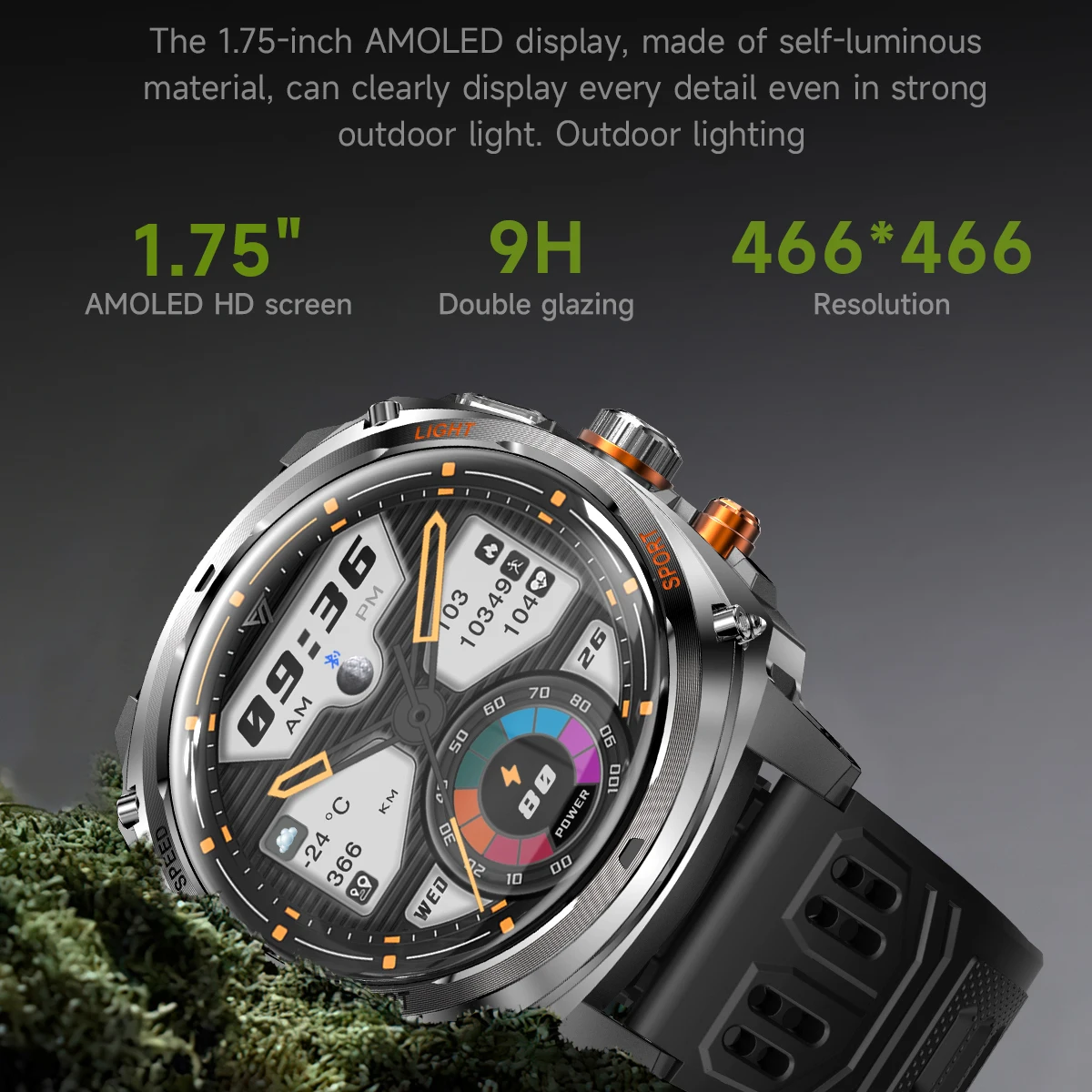 

Смарт-часы для активного отдыха с Bluetooth-вызовами, измерением пульса, функцией напоминаний, LED-фонариком и водонепроницаемостью