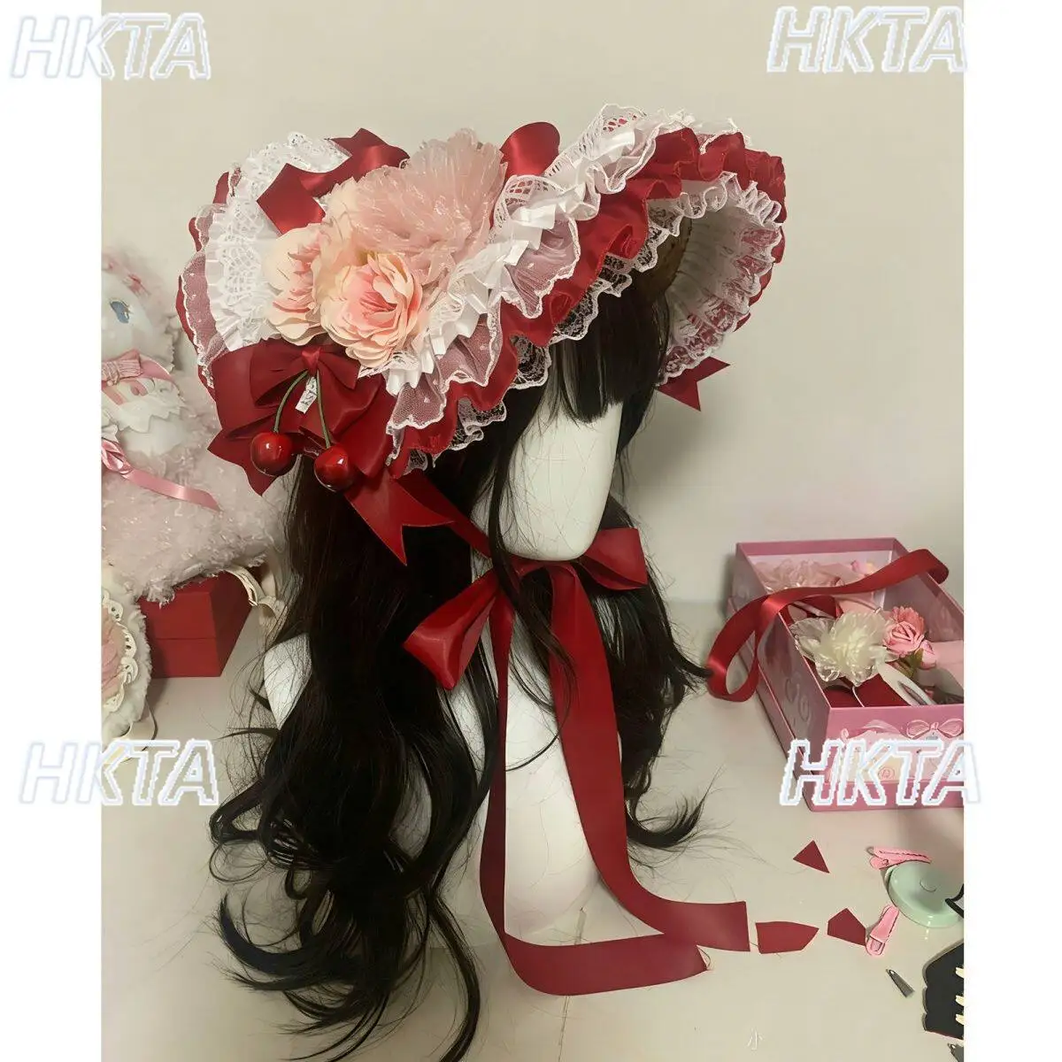 Japanese Handmade Lolita Headpieces Hair Accessories Bnt Sweet Lace Bow Ribbon Flower Pleated Hairclip Apparel Accessories Women