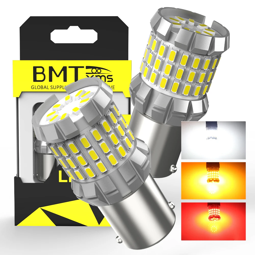 

BMTxms 2Pcs Canbus S25 1156 BA15S 7506 1157 BAY15D P21/5W P21W LED Reverse DRL Brake Stop Tail Rear Light Signal Lamp White Bulb