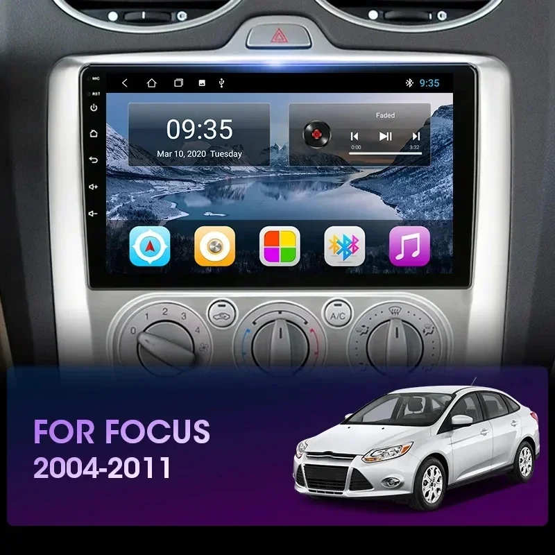 Android 14.0 For Ford Focus Exi AT 2004-2011 Car Radio Multimedia Video Player Carplay Navigation GPS No 2Din 2 Din Dvd WIFI 4G