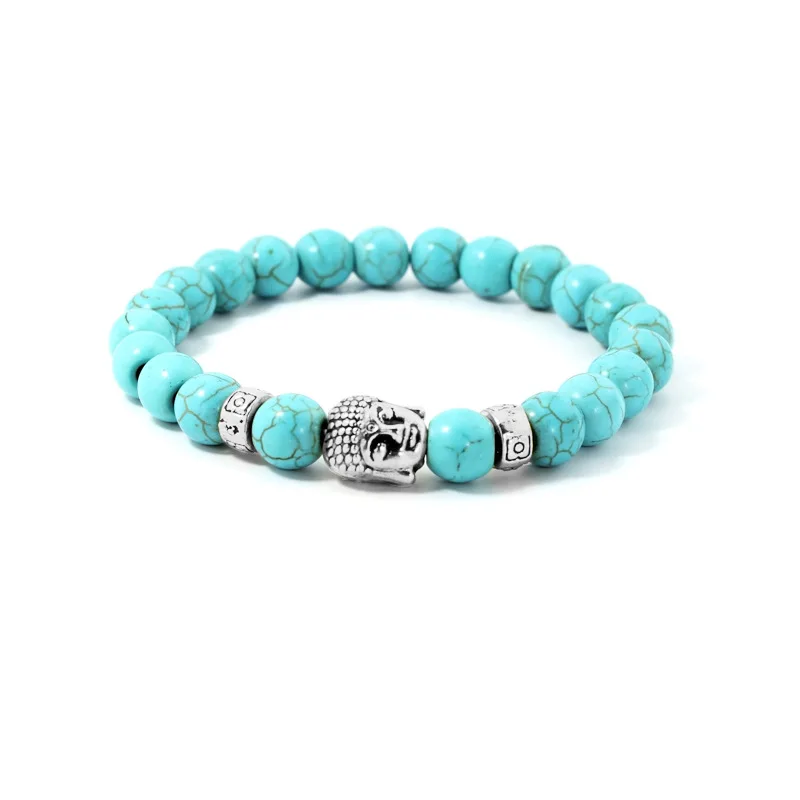 New Buddha head Men Charm Bead Bracelet Women Fashion Gallstone Natural Stone Bracelets Yoga Jewelry Party Gift B1087
