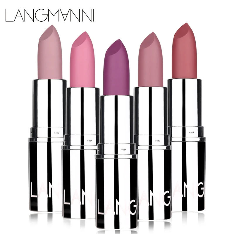 Langmani Silver Tube Matte Lipstick Non Staying Cup Makeup Lipstick  8 colors available