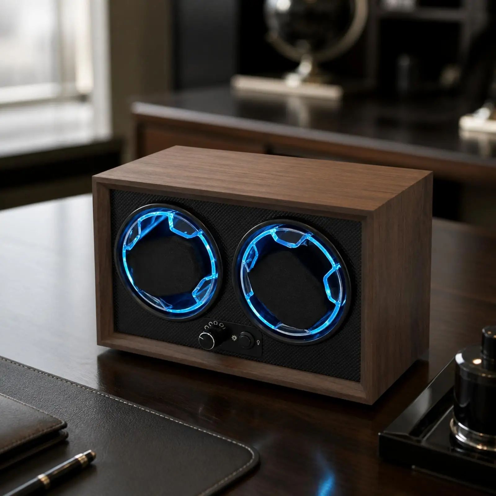 Automatic Watch Winder for Mechanical Timepieces with Memory Foam Pillows LED Light Display Case for Bedroom Desk