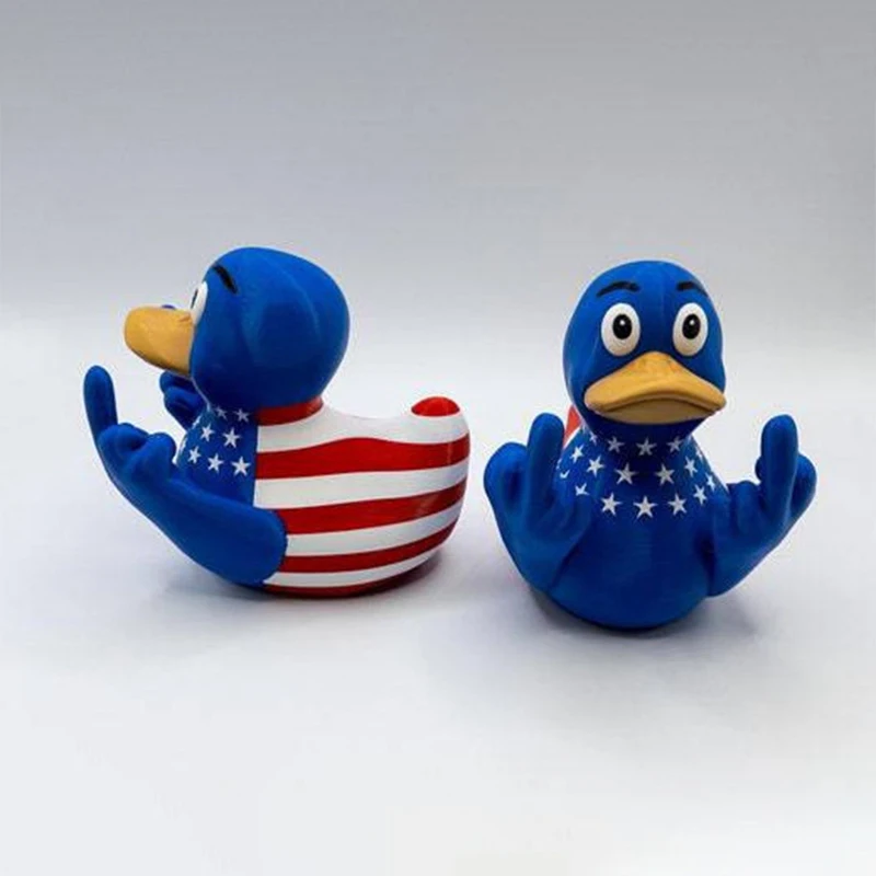 Middle Finger Duck Rubber Ducks Finger Trump Bidem With Us Flag Pattern Small Yellow Duck For Jeep Car Truck Dashboard Interior