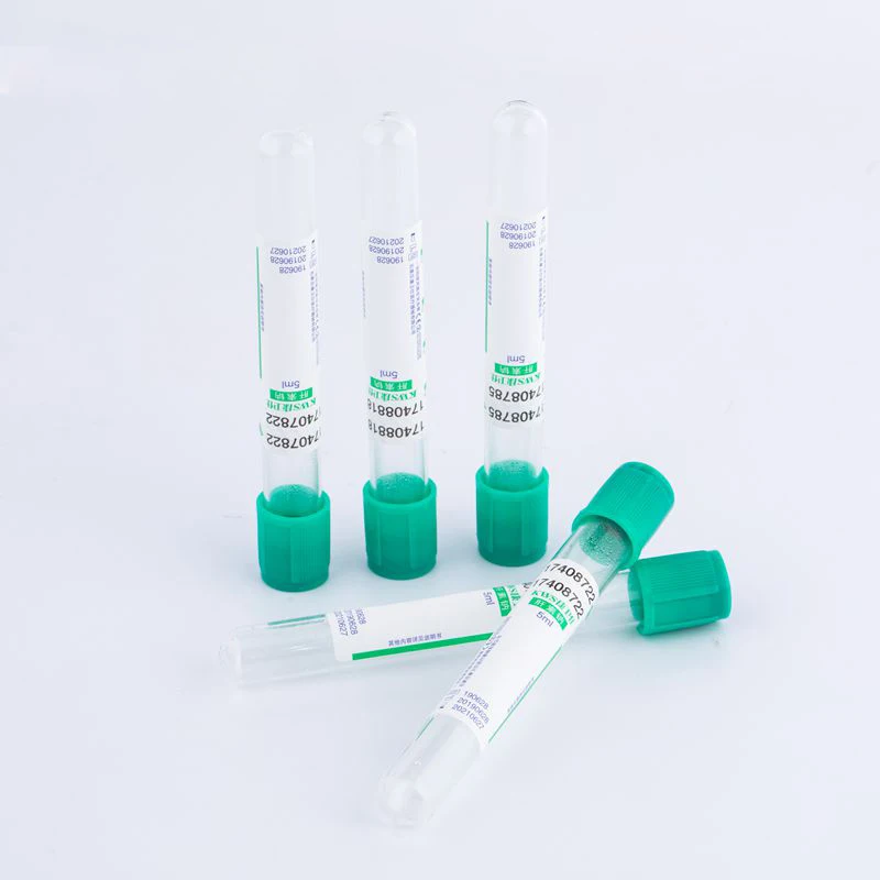 Disposable Sterile Vacuum Blood Collection Tube With Heparin Sodium Additives Green Lid 10 ml Vac Tube Vacutainer CE Mark 100/PK