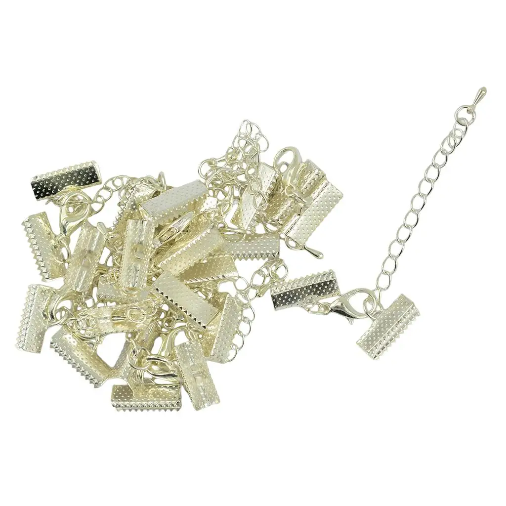 

Lobster Clasp and Clip Extender Chain Silver Metal Crimp Connectors Jewelry Making Supplies for Necklace Bracelet