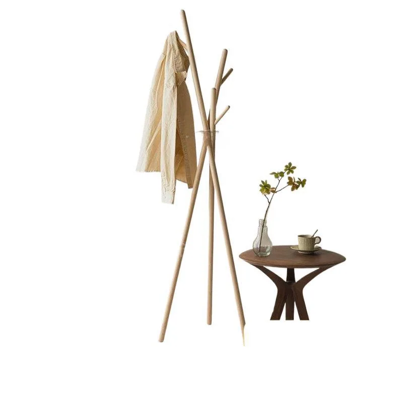 HYS solid wood coat rack, floor-standing clothes rack, Japanese style clothes rack, upright simple clothes , rust-proof