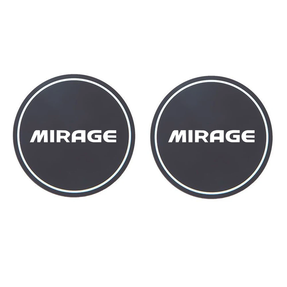 For Mitsubishi MIRAGE Anti-slip Car Coaster Water Cup Bottle Holder Silica Gel Mat Storage Groove Protect Coaster Car Cup 2 pcs