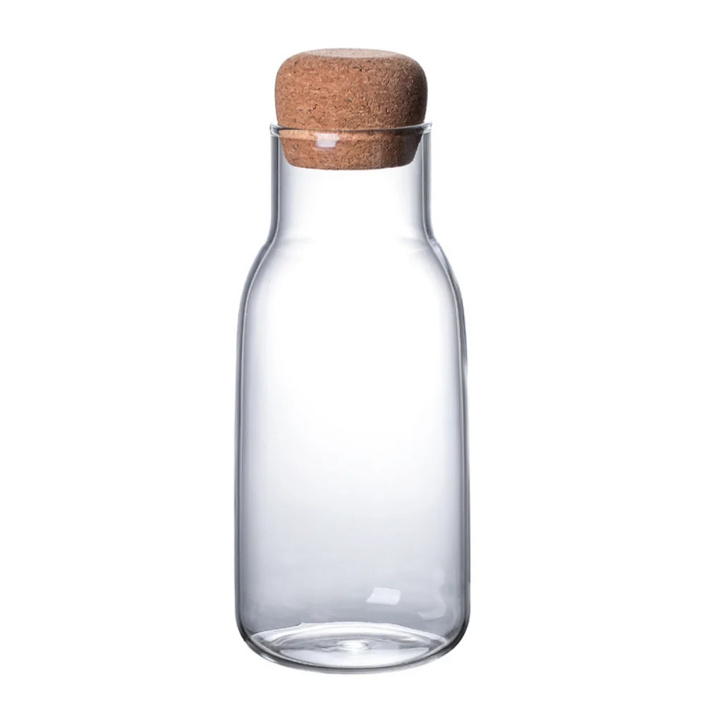 Transparent Glass Storage Jar With Cork Lid Bottle Sealed Tank Tea Can Coffee Beans Cereals Storage Tank Juice Milk Bottle