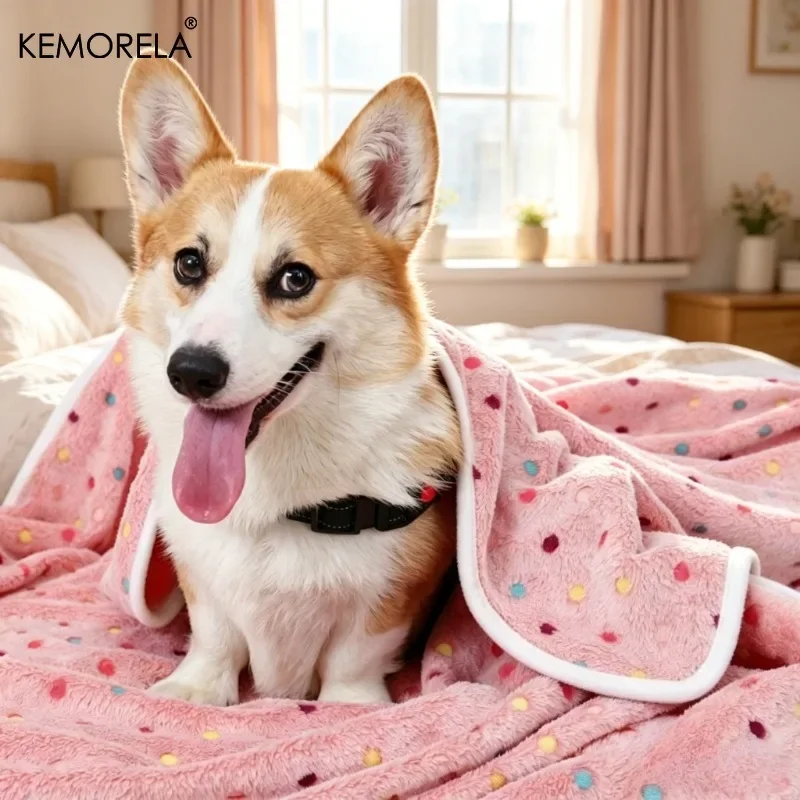 KEMORELA Weiche Flauschige Haustierdecke mit Niedlichem Punktmuster, Gemütliches Warmes Bett für Katzen und Hunde, Kleine bis Große Größen, Mattenbezug, Haustierzubehör – Detail 10