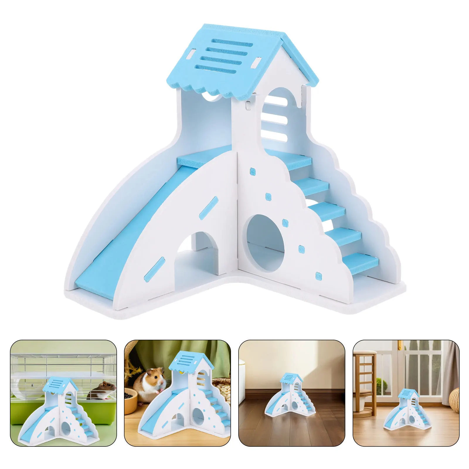 

Hamster Slide Castle Multifunctional Playground Ladder Swinging Platform Pet Training Climbing Small Animal Hideout