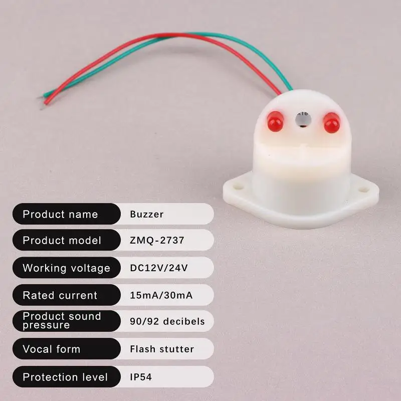 Minitype Sound And Light Electronic Buzzer ZMQ-2737 DC6-24V IP54 Lamp Burglar Alarm Beep Sound High-decibel Warning Device