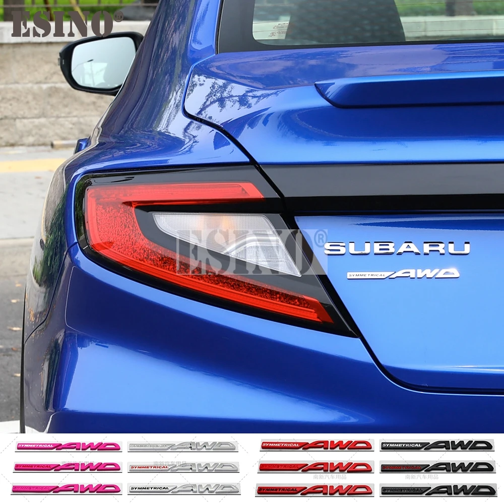 

Symmetrical AWD 3D Adhesive Metal Chrome Zinc Alloy Emblem Body Fender Badge for Legacy Forester XV Outback BRZ