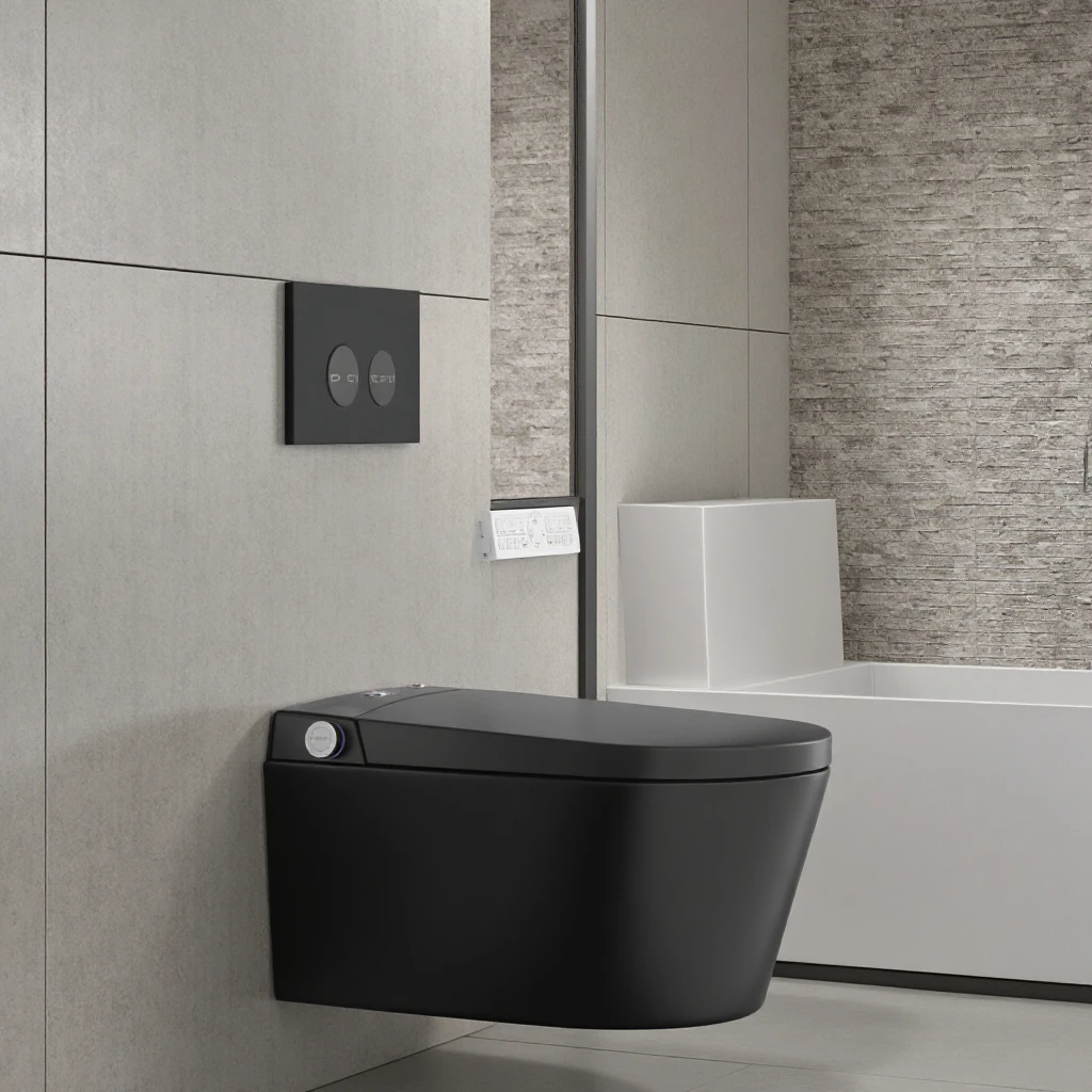 

Watermark Smart Wall-Mounted Intelligent Toilet Bowl P Trap Automatic Toilet Cistern with Remote Control and Seat Heating