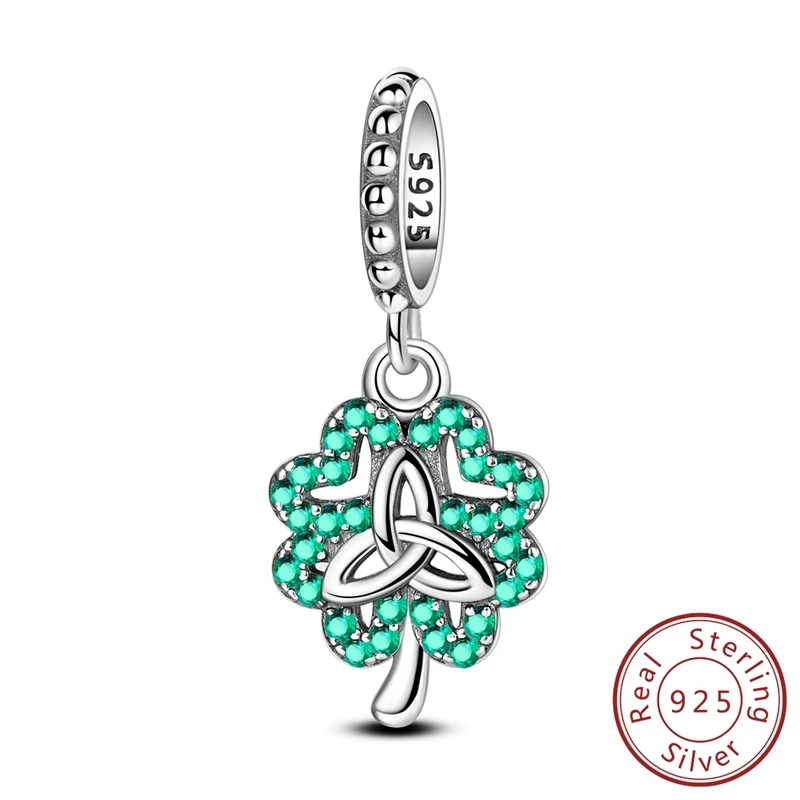 

Unique 100% 925 Sterling Silver Clover Guardian Dangle Charm Fits Bracelet For Women DIY 925 Silver Christmas Lucky Gifts