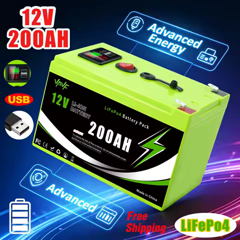 High-Cycle Lithium💐Battery 12V 200Ah LiFePO4 Deep Cycle Battery Lron Phosphate Battery , Ideal for Off-Grid Solar🌾Camping&amp;RV