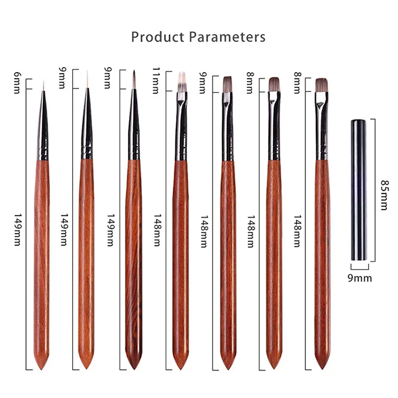 ネイルアートウッドジェルペイントブラシ、ジェルチップエクステンションアクリルビルダーアクセサリー、ネイルアートブラシ、マニキュアUVジェルネイルブラシ