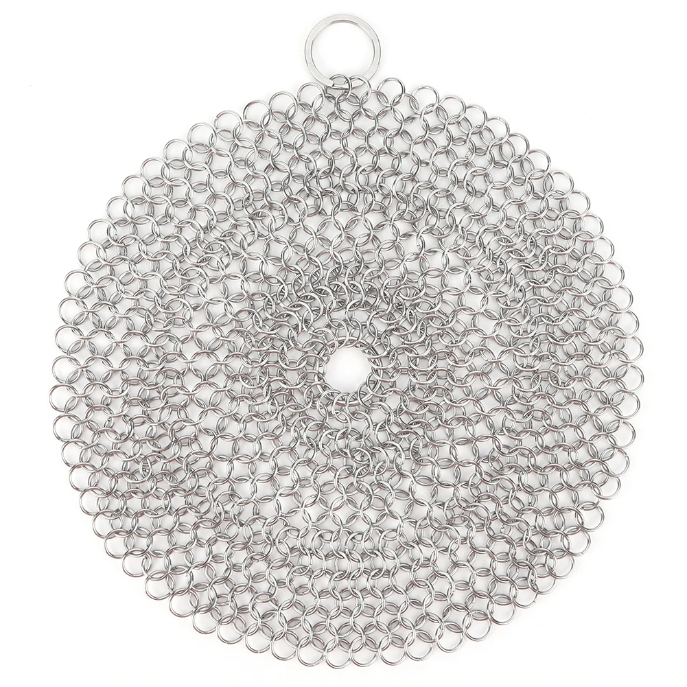 

Чугунный очиститель с подвесным кольцом Чугунный скруббер Металлическая щетка для чистки из нержавеющей стали для сковороды, голландской духовки