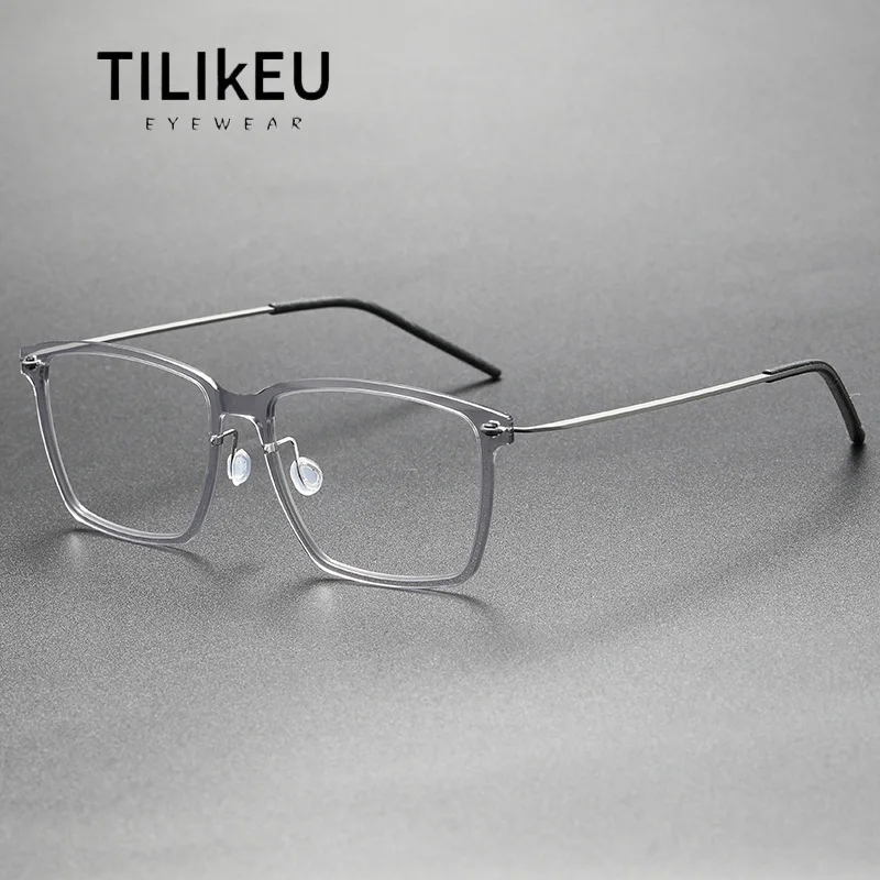 

Denmark Brand Screwless Eyewear Designer Ultra-Light Titanium Nylon Clear Gray Frame Big Face Men Prescription Eyeglasses Frame
