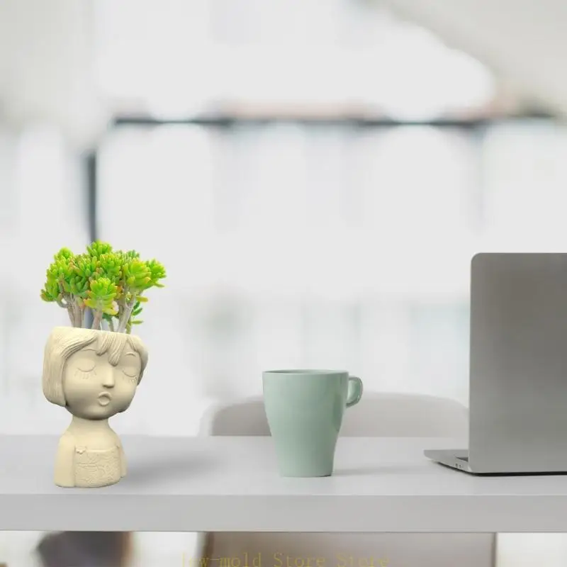 C71B Flower Pot Mold Pen Holder DIY Girl Vase Resin Mold for Concrete Cement Molds