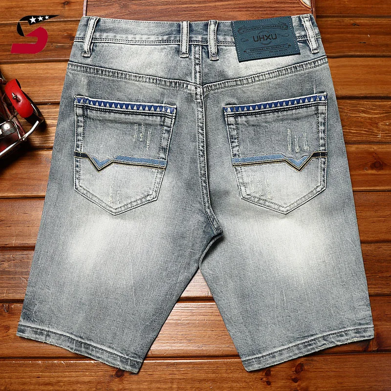 High-End-Retro-Denim-Shorts Herren Sommer zerrissene Mode Modemarke gewaschen lässig Trend koreanischen Stil fünfte Hose