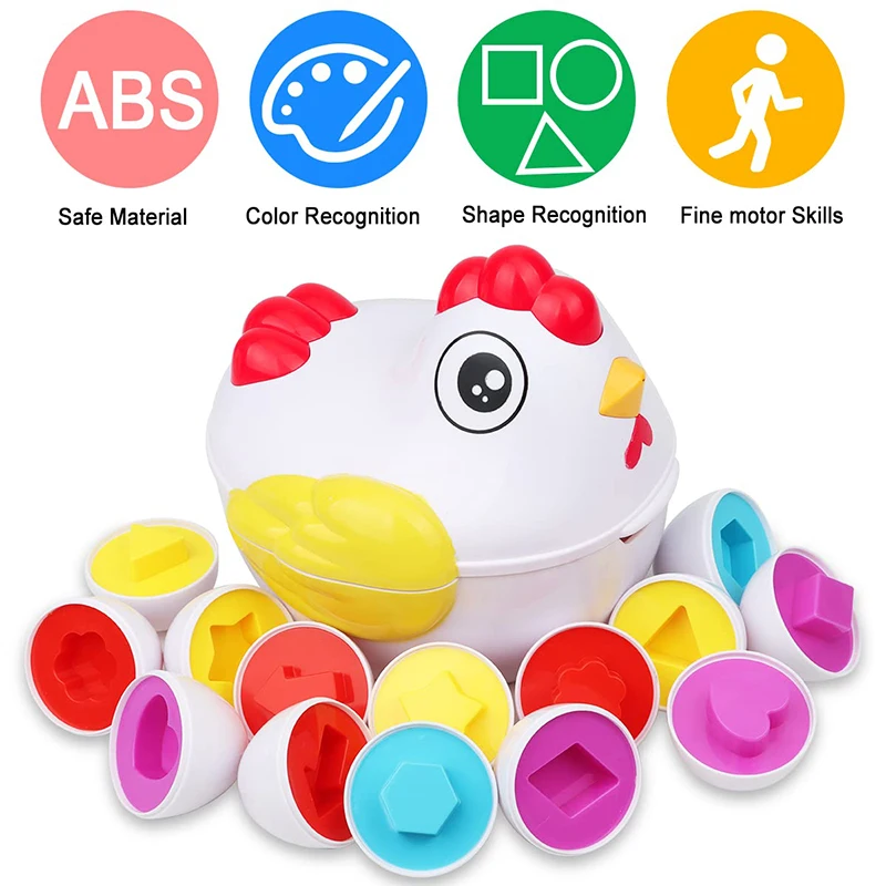 12 Matching Eggs Montessori Sensory Baby Toys Easter Eggs Chicken Colors Shapes Sorter Learning Educational Toy For  Kids Gifts