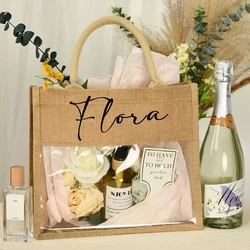 Personalized Bridesmaid Proposal Bags,Burlap and PVC Bags,Monogram Tote Bag,Bachelorette Party Bags,Beach Bag,Bridal Gift Bags