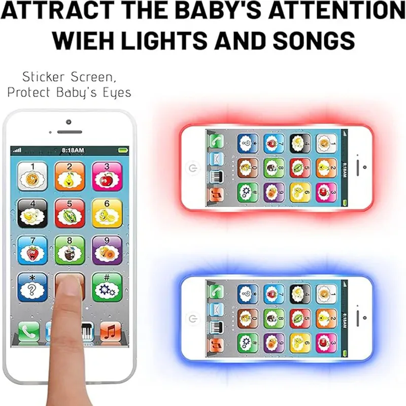 Kinderen Simulatie Telefoon Baby Muzikaal Vroeg Educatief Speelgoed Engels Leren Mobiel met Licht Geluid Mobiel Vocaal Speelgoed