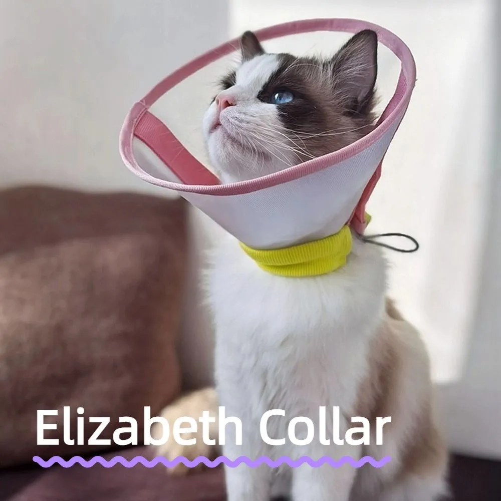 

Anti-Bite Cat Elizabeth Collar Soft Adjustable Cat Neck Protective Circle Snap Button Breathable Dog Protective Head Cover