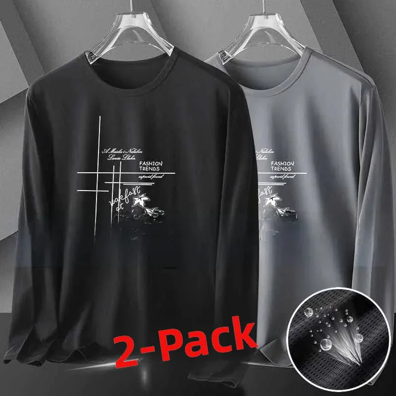 Ice Silk Long Sleeve T-Shirt Men's Summer Thin Quick Dry Air Conditioning Mesh Breathable Sun Protection Outdoor Base Shirt