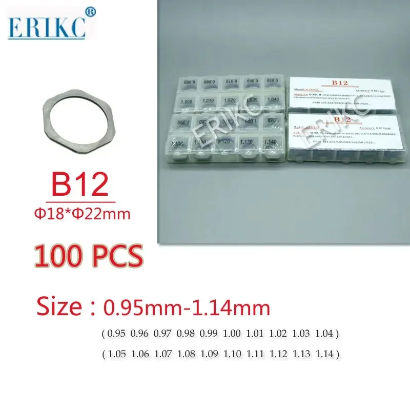 

ERIKC B12 Diesel injector adjusting gasket ,Injector Calibrator Shim size: 0.95--1.14mm for 0445120# injectors